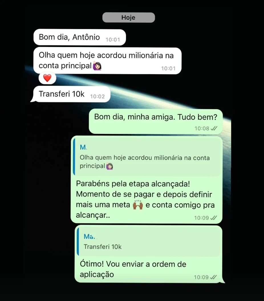 Reação de cliente — evolução conta